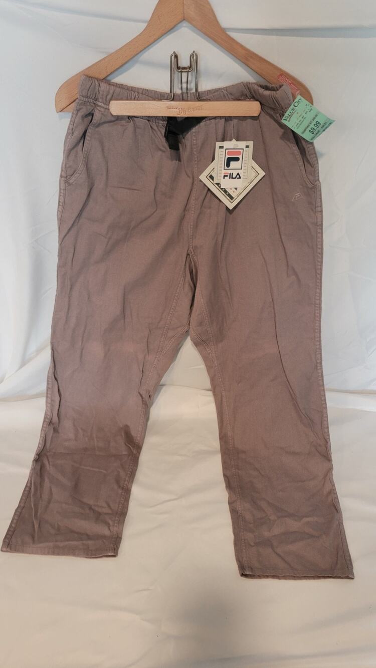 Vintage FILA Pants Mens Large L NWT Beige Elastic Waist 90s Deadstock NOS